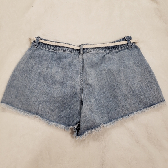 Aerie Distressed Jean Shorts With Lace Detail - Picture 2 of 4